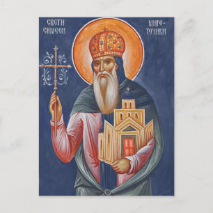 Postal Icono de San Simeón de Serbia, el que derrama la m