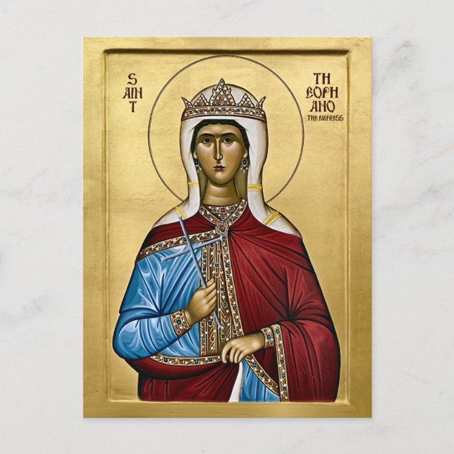 Postal Icono de Sta. Theofano la Reina Taumaturga         (Anverso)