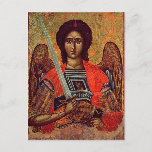 Postal Icono del Angel Michael, griego del siglo XVIII (Anverso)