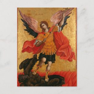Postal Icono del Arcángel Miguel por Theodore Poulakis