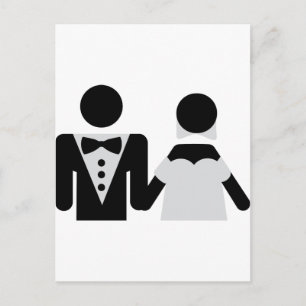 Postal icono del matrimonio de novias y novias