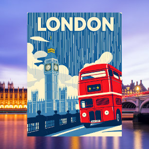 Postal Icono Londres Reino Unido Autobús Rojo de Dos Piso