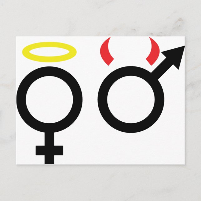 Postal icono masculino y femenino (Anverso)
