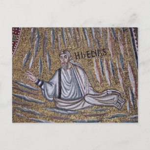 Postal Icono ortodoxo bizantino de mosaico Elijah