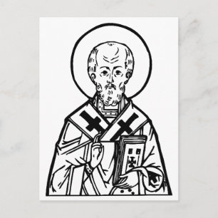 Postal Icono ortodoxo bizantino de San Nicolás de Mira