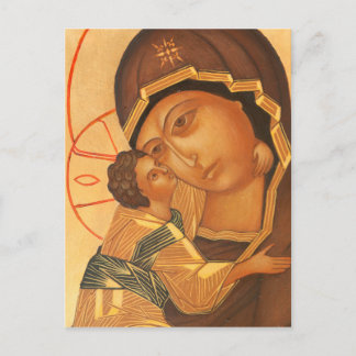 Postal Icono ortodoxo de la Virgen María y el Niño Jesús