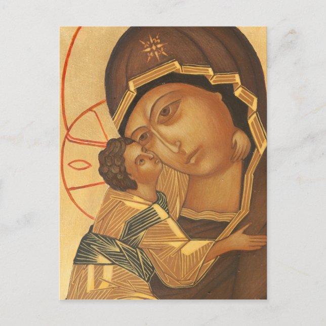 Postal Icono ortodoxo de la Virgen María y el Niño Jesús (Anverso)
