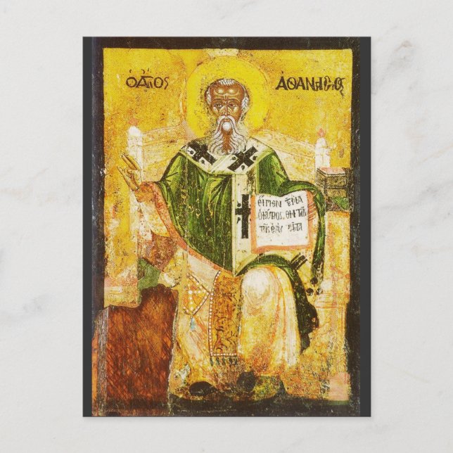 Postal Icono ortodoxo de San Atanasio de Alejandría (Anverso)