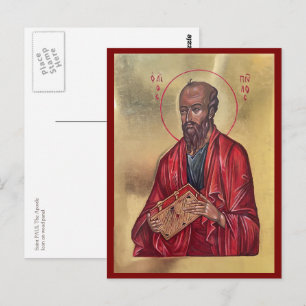 Postal Icono ortodoxo griego del apóstol San Pablo
