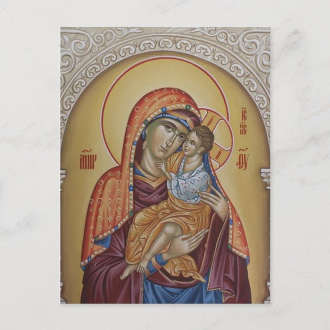 Postal Icono ortodoxo oriental de Theotokos Christ Child (Anverso)