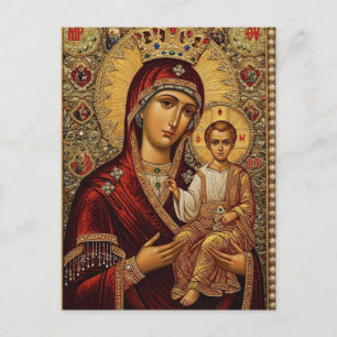 Postal Icono ortodoxo Panagia Madre del Amor y la Esperan