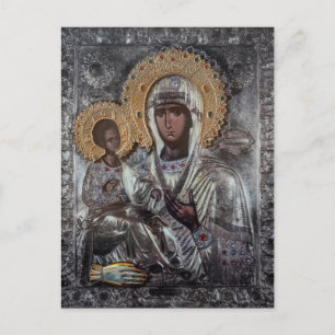Postal Icono religioso de la Virgen María de tres manos