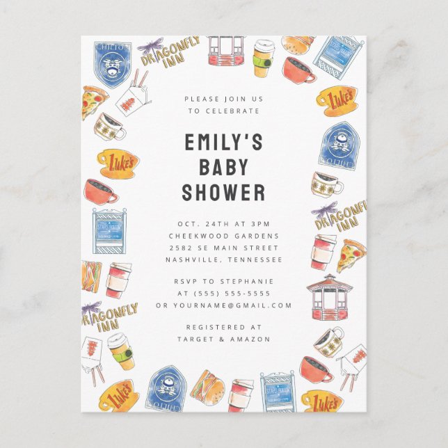 Postal Iconos de acuarela de Gilmore Girls para Baby Show (Anverso)