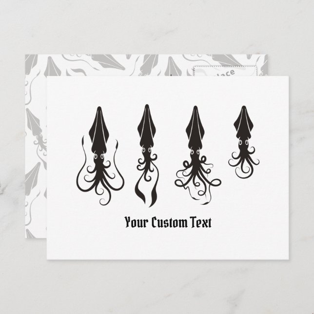 Postal Iconos de calamar negro (Anverso / Reverso)