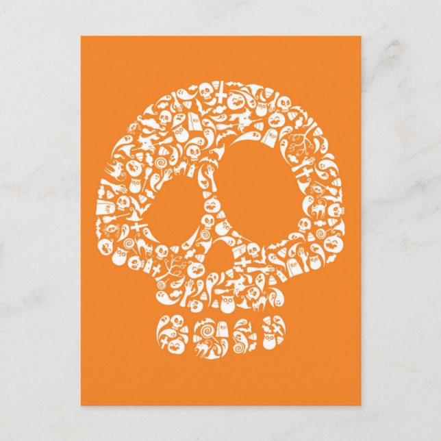 Postal Iconos de Halloween - Calavera (Anverso)