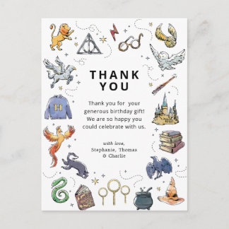 Postal Iconos de Harry Potter Cumpleaños Gracias