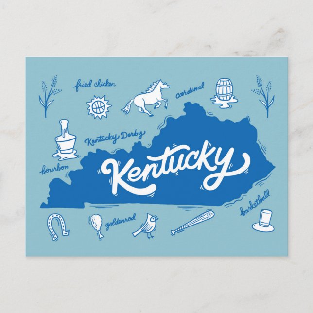 Postal Iconos de recuerdo de Kentucky (Anverso)