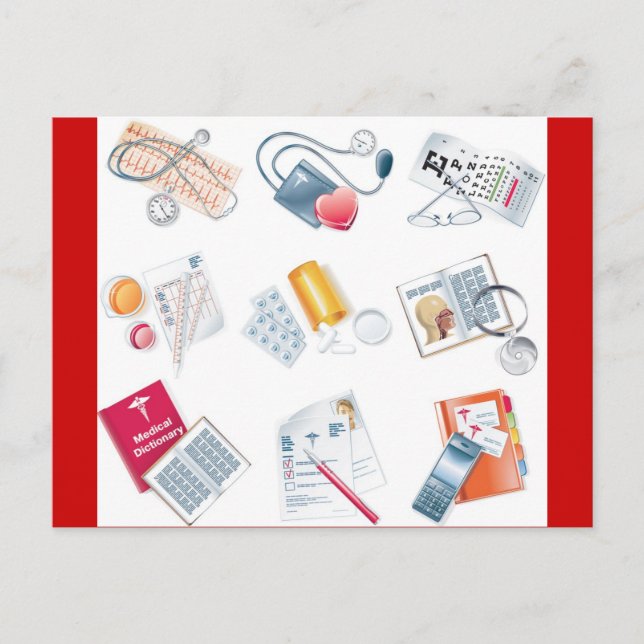 Postal Iconos vectoriales MÉDICOS (Anverso)