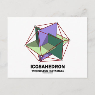 Postal Icosaedro Con Rectángulos Dorados (Geometría)