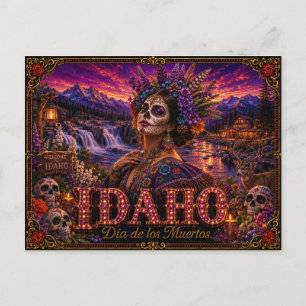 Postal Idaho Día de los Muertos Retro