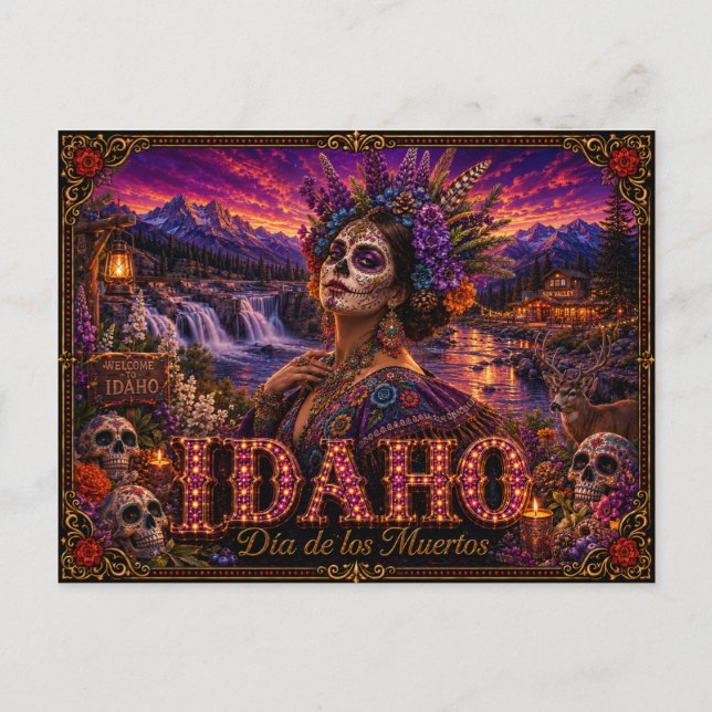 Postal Idaho Día de los Muertos Retro (Anverso)