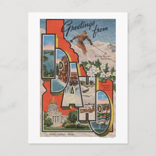 Postal Idaho (Esquí)Escenas de letras grandesIdaho (Anverso)