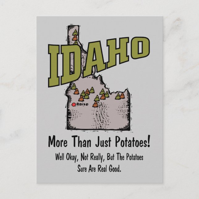 Postal Idaho ID US Motto ~ Más que solo papas (Anverso)
