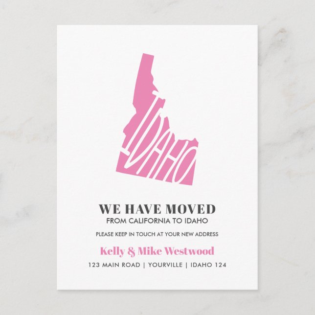 Postal IDAHO Nos hemos mudado Nueva dirección Nuevo Hogar (Anverso)