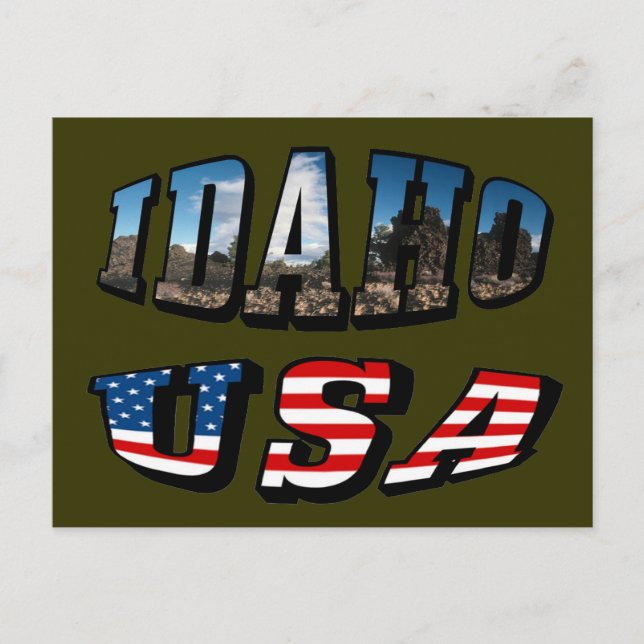 Postal Idaho Picture State and Flag USA Textos (Anverso)