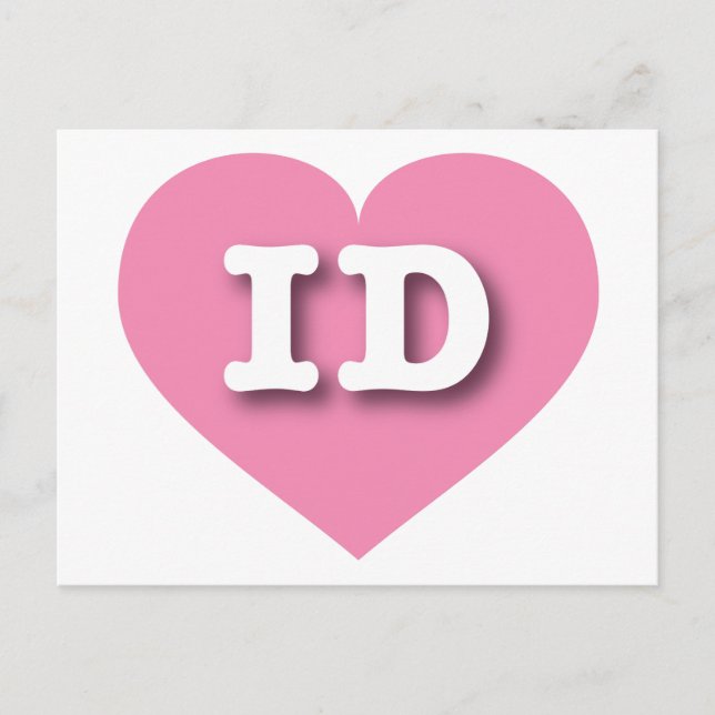 Postal Idaho Pink Heart - Amo la ID (Anverso)