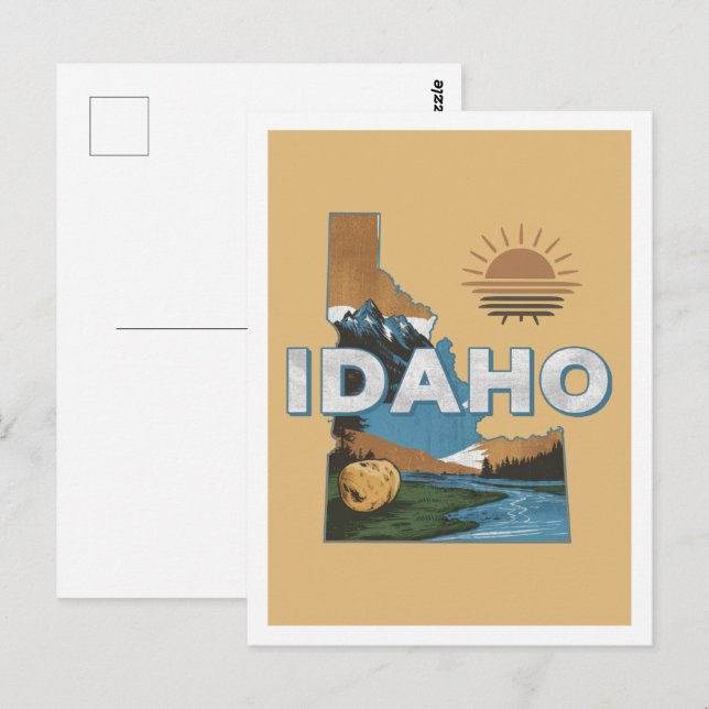 Postal Idaho Retro Diseño de Viajes Icónico Estados Unido (Anverso / Reverso)