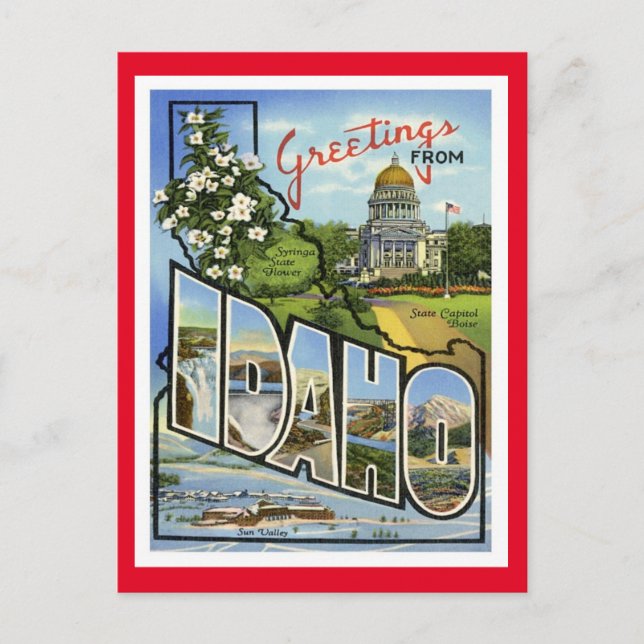 Postal Idaho Saludos Desde Estados Unidos (Anverso)