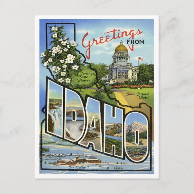 Postal Idaho Saludos Desde Estados Unidos (Anverso)