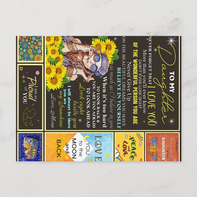 Postal Idea de regalo de cumpleaños de girasol para mi ni (Anverso)