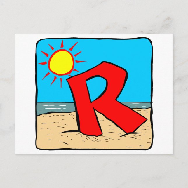 Postal Ideas de bodas de playa Letra R (Anverso)