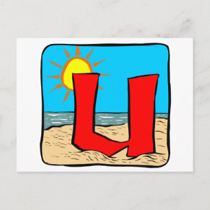 Postal Ideas de bodas de playa Letra U
