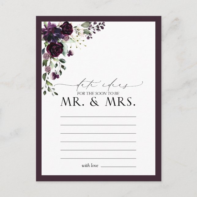 Postal Ideas de citas de acuarela floral morada ciruela e (Anverso)