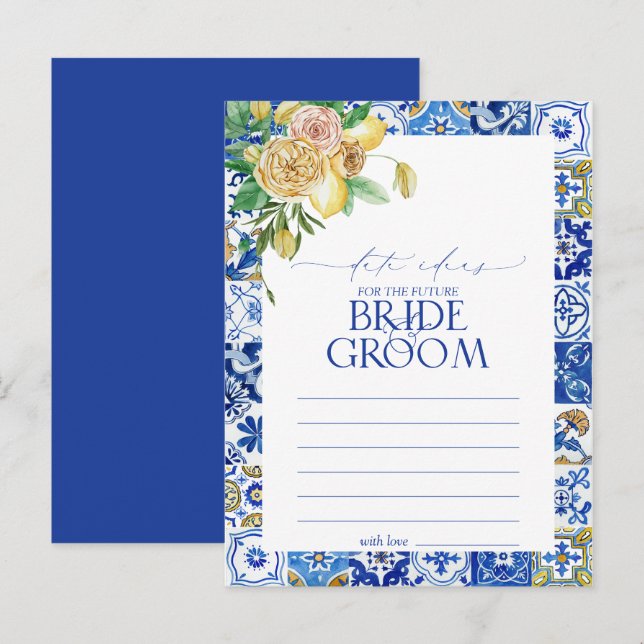 Postal Ideas de citas florales de limón mediterráneas ele (Anverso / Reverso)