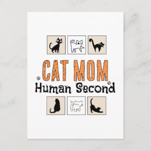 Postal Identidad de Mamá de Gato Humano Segundo Divertido