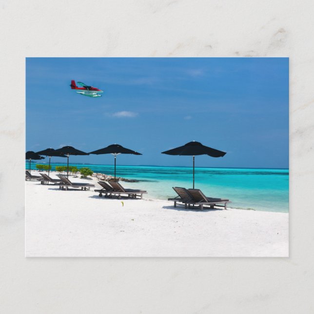 Postal Idílica playa tropical en Maldivas (Anverso)
