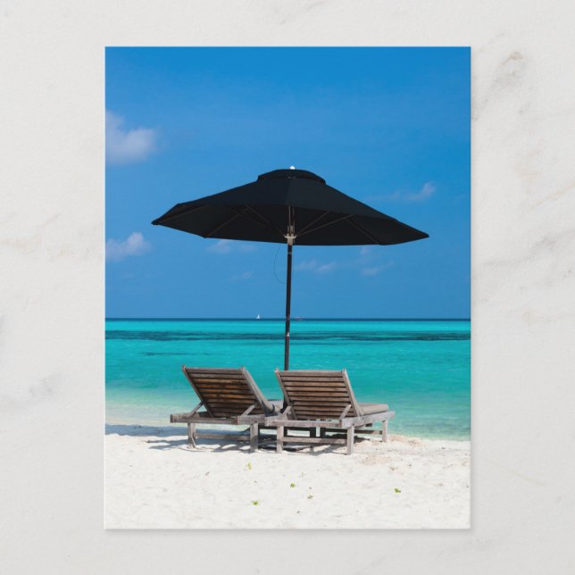 Postal Idílica playa tropical en Maldivas (Anverso)