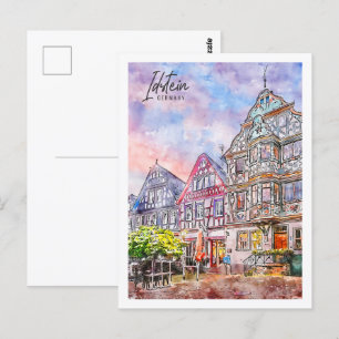 Postal Idstein Alemania Travel Place Watercolor