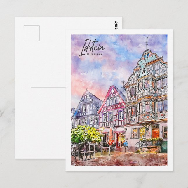 Postal Idstein Alemania Travel Place Watercolor (Anverso / Reverso)
