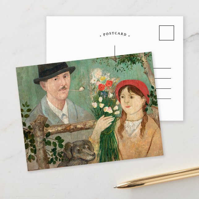 Postal Idyll Junto a una cerca | Tadeusz Makowski (Subido por el creador)