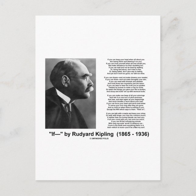 Postal "If—" Poema De Rudyard Kipling (Anverso)