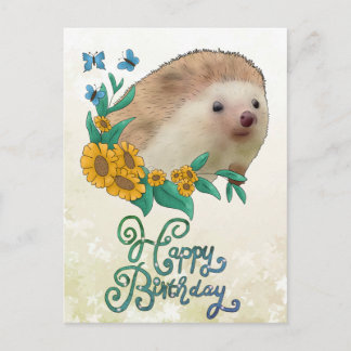 Postal Igel mit Blüten