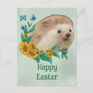 Postal Igel mit Blüten Postkarte