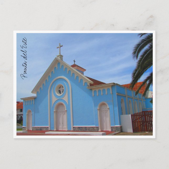Postal iglesia azul de punta del este (Anverso)
