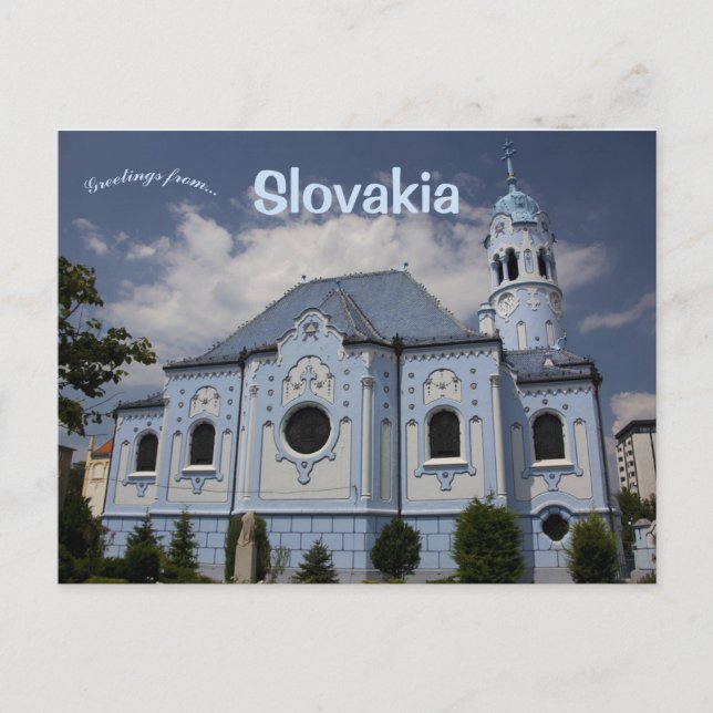 Postal Iglesia azul de San Elisabeth Bratislava Eslovaqui (Anverso)