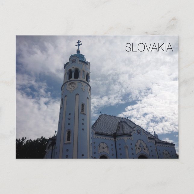 Postal iglesia azul de solvakia (Anverso)